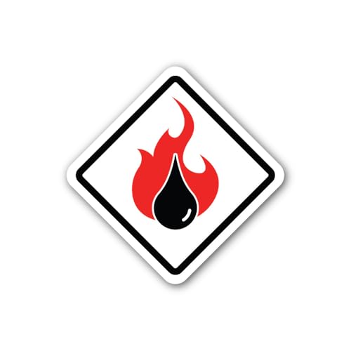 2 (Pieces) 3" and 5" Pictogram for Ignitable Liquids Sticker, Waterproof Vinyl Decals for Many Purpo