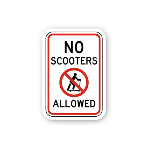 2 (Pieces) 3" and 5" No Scooters Allowed Sticker, Waterproof Vinyl Decals for Many Purpose Like Cars