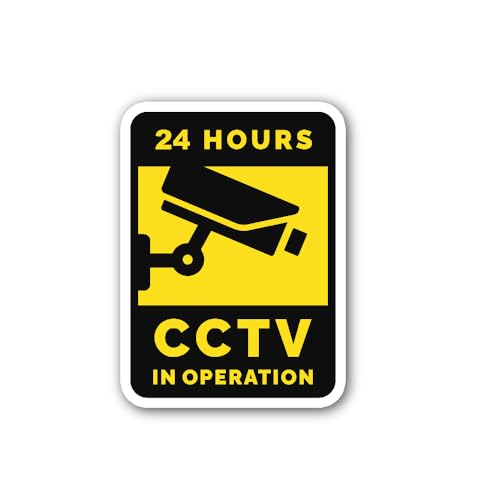 2 (Pieces) 3" and 5" 24 Hours CCTV in Operation Sign Sticker, Waterproof Vinyl Decals for Many Purpo