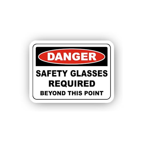 2 (Pieces) 3" and 5" Danger Safety Glasses Beyond This Point Sticker, Waterproof Vinyl Decals for Ma