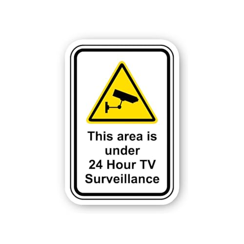 2 (Pieces) 3" and 5" 24 Hour TV Surveillance Area Sticker, Waterproof Vinyl Decals for Many Purpose