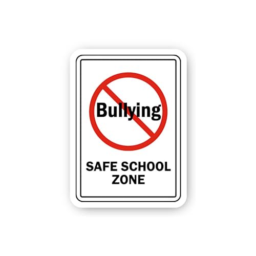 2 (Pieces) 3" and 5" No Bullying Safe School Zone Sticker, Waterproof Vinyl Decals for Many Purpose