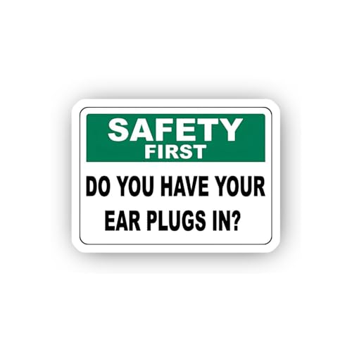2 (Pieces) 3" and 5" Earplug Reminder Safety Sticker, Waterproof Vinyl Decals for Many Purpose Like