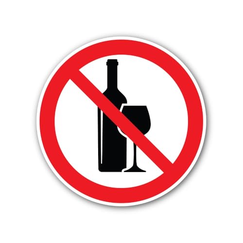 2 (Pieces) 3" and 5" No Alcohol Sign Sticker, Waterproof Vinyl Decals for Many Purpose Like Cars, Tr