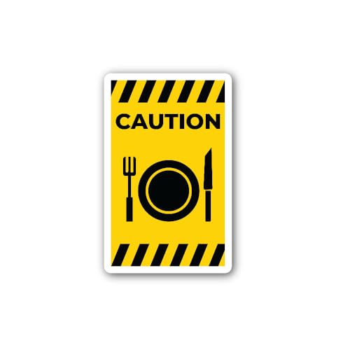 2 (Pieces) 3" and 5" No Eating Caution Sign Sticker, Waterproof Vinyl Decals for Many Purpose Like C
