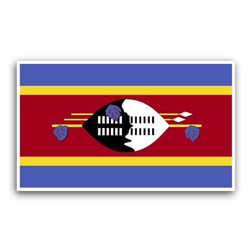 2 (Pieces) 3" and 5" Swaziland Flag Sticker, Waterproof Vinyl Decals for Many Purpose Like Cars, Tru