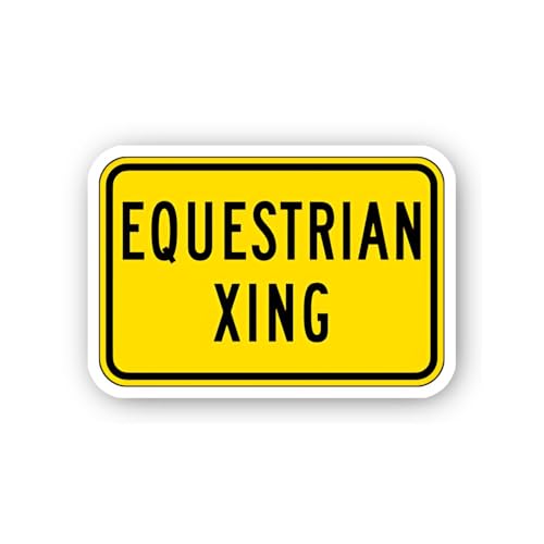 2 (Pieces) 3" and 5" Equestrian Crossing Warning Sticker, Waterproof Vinyl Decals for Many Purpose L