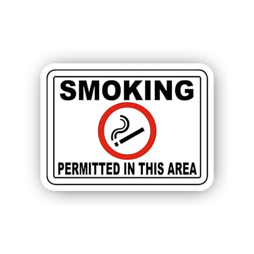 2 (Pieces) 3" and 5" Smoking Area Graphic Sticker, Waterproof Vinyl Decals for Many Purpose Like Car