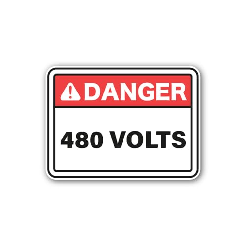 2 (Pieces) 3" and 5" Danger 480 V0lts Sticker, Waterproof Vinyl Decals for Many Purpose Like Cars, T