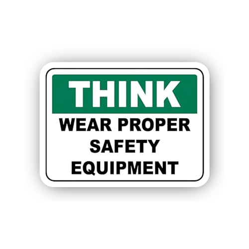 2 (Pieces) 3" and 5" Think Safety Equipment Reminder Sticker, Waterproof Vinyl Decals for Many Purpo