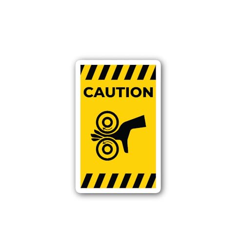 2 (Pieces) 3" and 5" Hand Entanglement Rollers Symbol Caution Sign Sticker, Waterproof Vinyl Decals