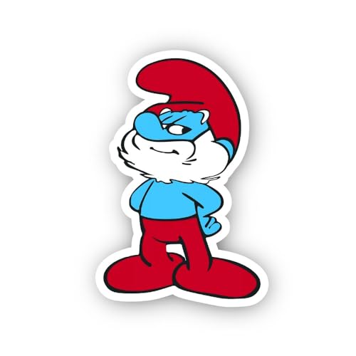2 (Pieces) 2" and 3" Blue Character with Red Beard and Hat Sticker, Waterproof Vinyl Decals for Many