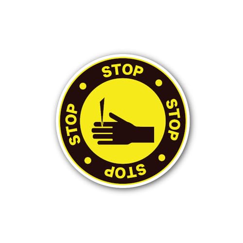 2 (Pieces) 3" and 5" Hand Being Stopped by a Sharp Object Sign Sticker, Waterproof Vinyl Decals for