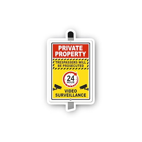 2 (Pieces) 3" and 5" Private Property Video Surveillance Sticker, Waterproof Vinyl Decals for Many P