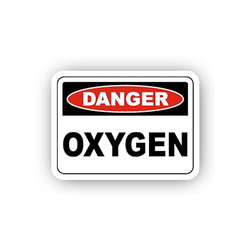 2 (Pieces) 3" and 5" Red Danger Oxygen Plate Sticker, Waterproof Vinyl Decals for Many Purpose Like