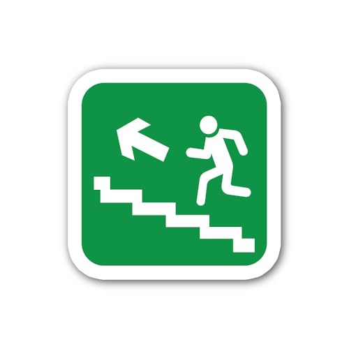 2 (Pieces) 3" and 5" Direction to an Emergency exit Sticker, Waterproof Vinyl Decals for Many Purpos