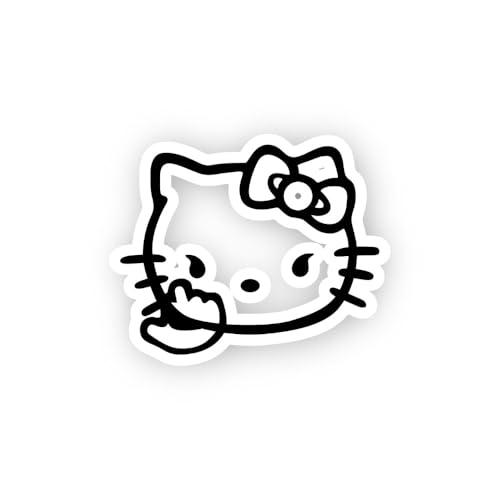 2 (Pieces) 3" and 5" Cat Head Middle Finger Right Sticker, Waterproof Vinyl Decals for Many Purpose