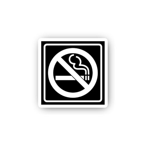 2 (Pieces) 3" and 5" No Smoking Pictogram Square Sign Sticker, Waterproof Vinyl Decals for Many Purp