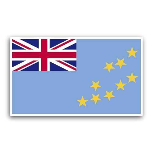 2 (Pieces) 3" and 5" Tuvalu Flag Sticker, Waterproof Vinyl Decals for Many Purpose Like Cars, Trucks