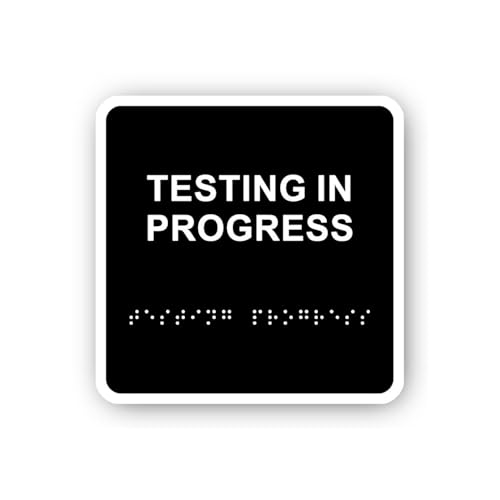2 (Pieces) 3" and 5" Testing in Progress Sign with Braille Sticker, Waterproof Vinyl Decals for Many