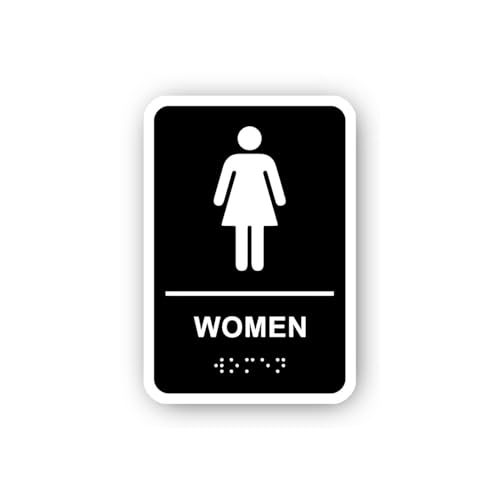 2 (Pieces) 3" and 5" Women's Restroom Sign Sticker, Waterproof Vinyl Decals for Many Purpose Like Ca