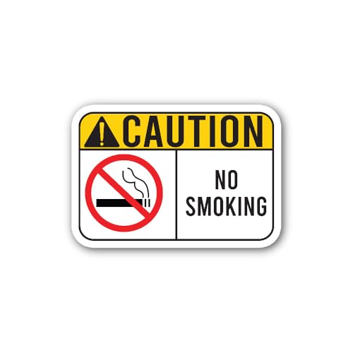2 (Pieces) 3" and 5" Caution NO Smoking Sticker, Waterproof Vinyl Decals for Many Purpose Like Cars,