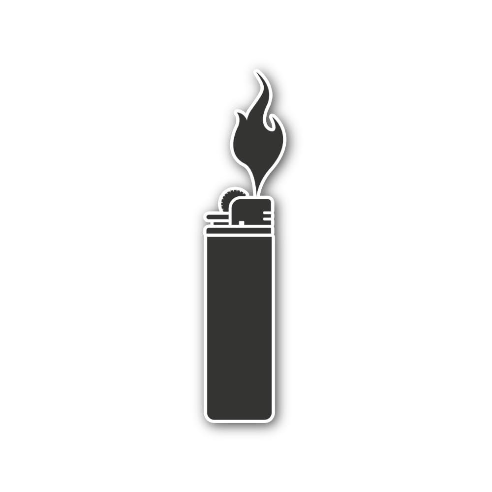2 (Pieces) 3" and 5" Lit Bic Style Lighter Sticker, Waterproof Vinyl Decals for Many Purpose Like Ca