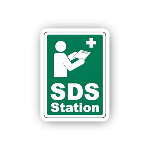 2 (Pieces) 3" and 5" Green SDS Information Statio Sticker, Waterproof Vinyl Decals for Many Purpose