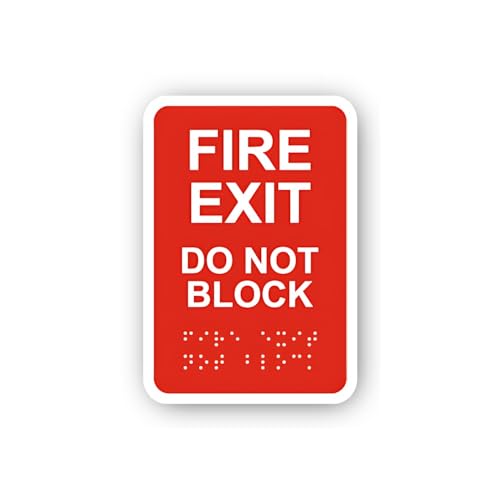 2 (Pieces) 3" and 5" Fire Exit Do Not Block (Red) Sticker, Waterproof Vinyl Decals for Many Purpose