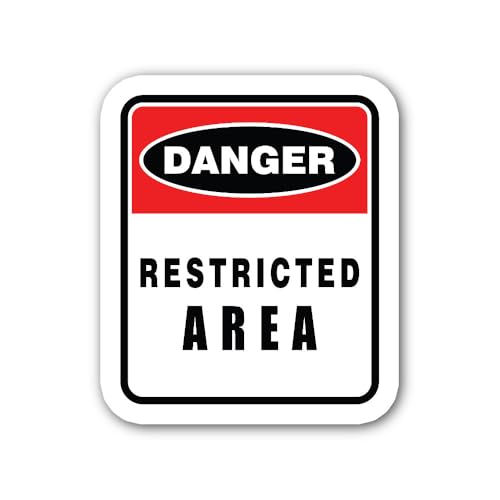 2 (Pieces) 3" and 5" Danger Restricted Area Sign Sticker, Waterproof Vinyl Decals for Many Purpose L