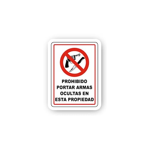 2 (Pieces) 3" and 5" Spanish Prohibido Portar Armas Ocultas Sticker, Waterproof Vinyl Decals for Man