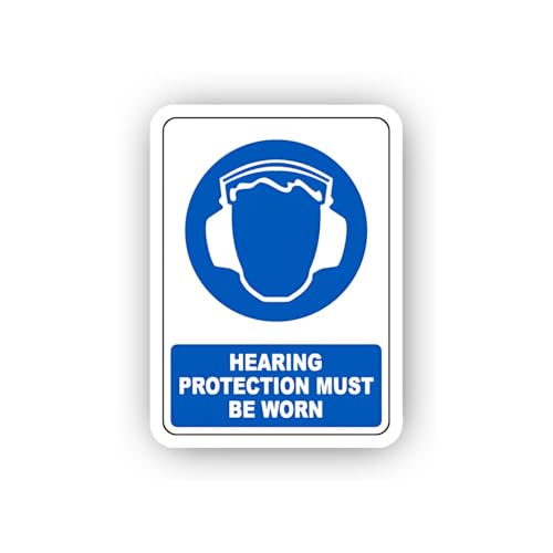 2 (Pieces) 3" and 5" Mandatory Hearing Protection Symbol Sticker, Waterproof Vinyl Decals for Many P