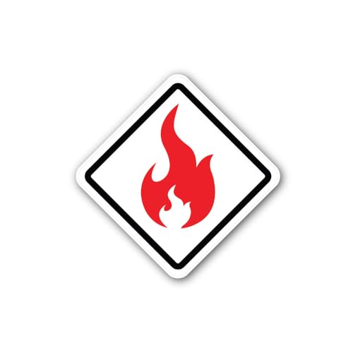 2 (Pieces) 3" and 5" Flammable Materials Symbol Sticker, Waterproof Vinyl Decals for Many Purpose Li