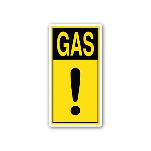 2 (Pieces) 3" and 5" Gas Warning Sign Sticker, Waterproof Vinyl Decals for Many Purpose Like Cars, T