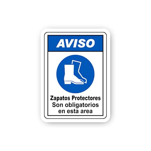 2 (Pieces) 3" and 5" Aviso Mandatory Protective Footwear Sticker, Waterproof Vinyl Decals for Many P