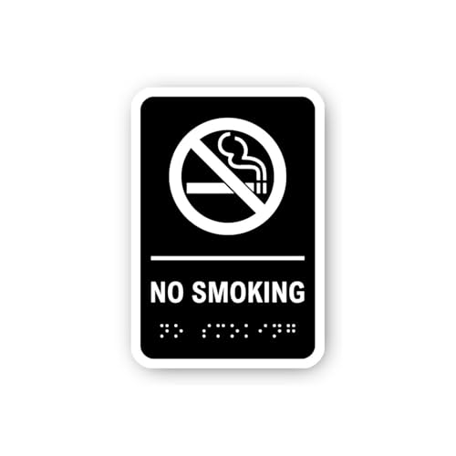 2 (Pieces) 3" and 5" Universal No Smoking with Braille Sticker, Waterproof Vinyl Decals for Many Pur