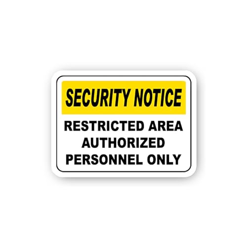 2 (Pieces) 3" and 5" Security Notice: Restricted Area Authorized Personnel Only Sticker, Waterproof