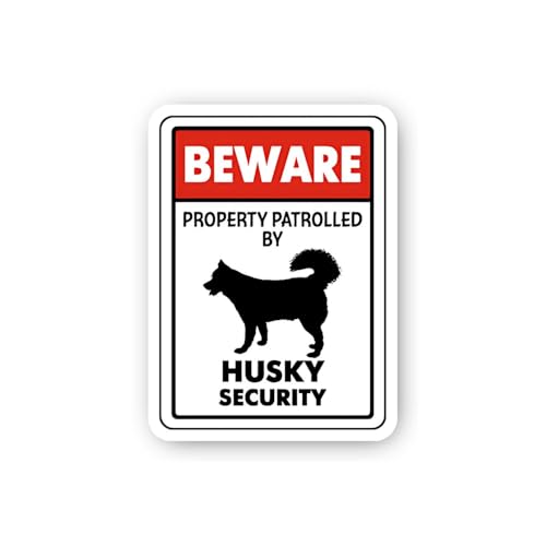 2 (Pieces) 3" and 5" Beware Husky Dog Security Sticker, Waterproof Vinyl Decals for Many Purpose Lik