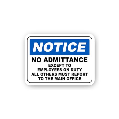 2 (Pieces) 3" and 5" Notice No Admittance Employees On Duty Sticker, Waterproof Vinyl Decals for Man