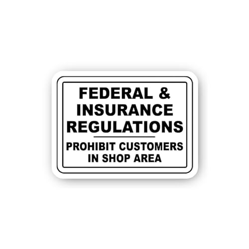 2 (Pieces) 3" and 5" Federal and Insurance Regulations Shop Area Notice Sticker, Waterproof Vinyl De