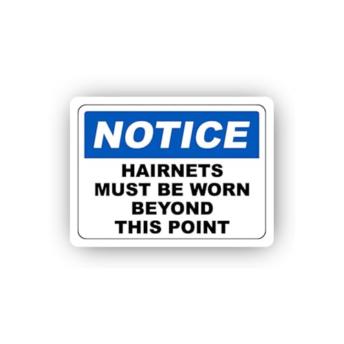 2 (Pieces) 3" and 5" Hairnets Required Beyond Point Notice Sticker, Waterproof Vinyl Decals for Many