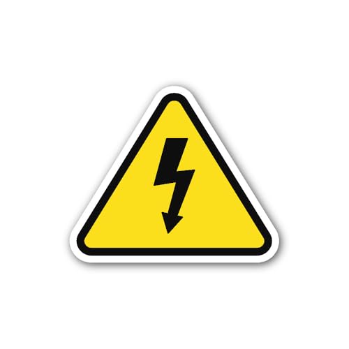 2 (Pieces) 3" and 5" Yellow Electric Warning Sign Sticker, Waterproof Vinyl Decals for Many Purpose
