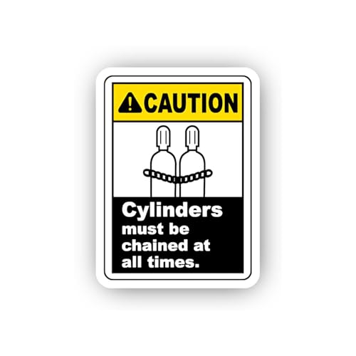 2 (Pieces) 3" and 5" Chained Cylinder Safety Caution Sticker, Waterproof Vinyl Decals for Many Purpo