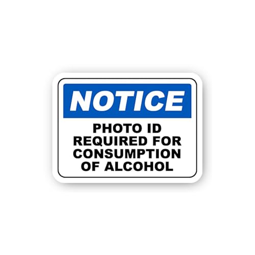 2 (Pieces) 3" and 5" ID Required for Alcohol Consumption Notice Sticker, Waterproof Vinyl Decals for