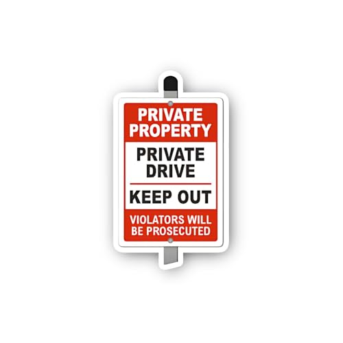 2 (Pieces) 3" and 5" Private Property, Private Drive, Keep Out Sticker, Waterproof Vinyl Decals for