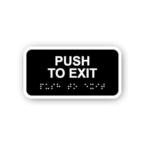 2 (Pieces) 3" and 5" Push to Exit with Braille Sticker, Waterproof Vinyl Decals for Many Purpose Lik