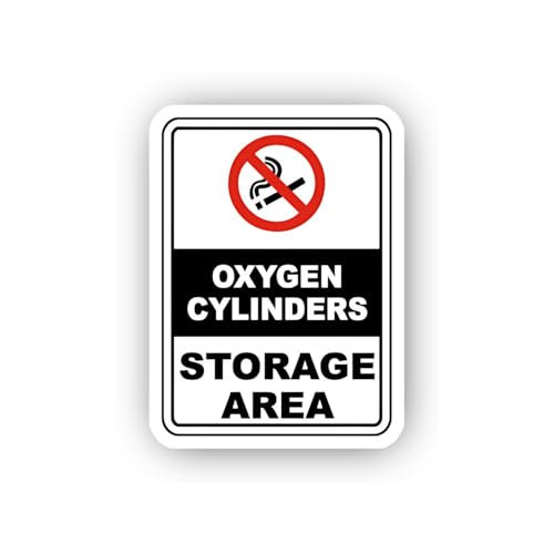 2 (Pieces) 3" and 5" Oxygen Cylinder Storage Sticker, Waterproof Vinyl Decals for Many Purpose Like