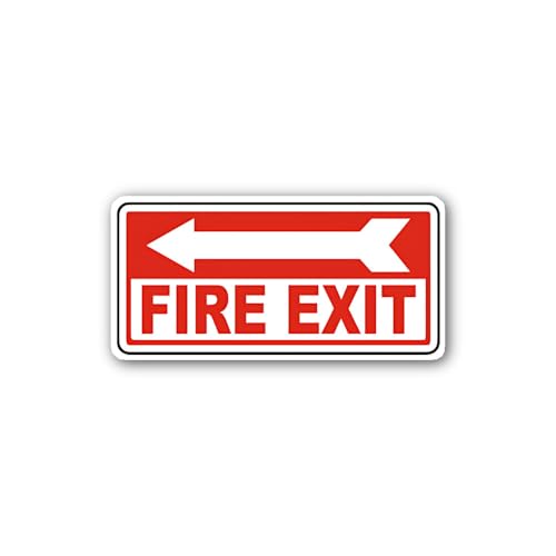 2 (Pieces) 3" and 5" Horizontal Fire Exit Sign Sticker, Waterproof Vinyl Decals for Many Purpose Lik