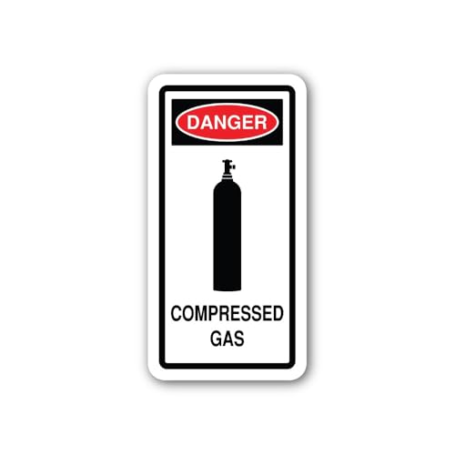 2 (Pieces) 3" and 5" Hazard Warning Sign Compressed Gas Sticker, Waterproof Vinyl Decals for Many Pu