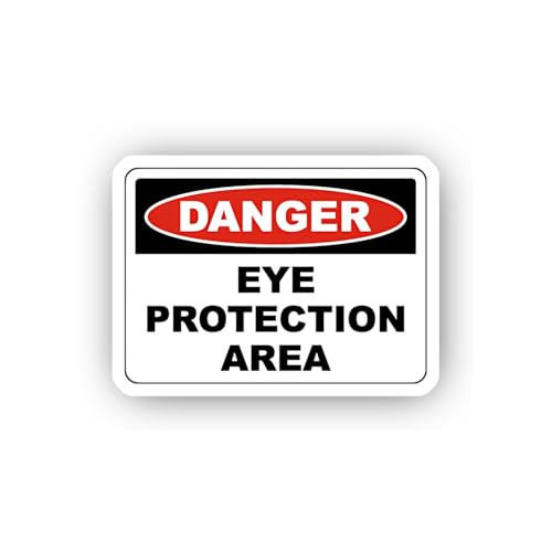 2 (Pieces) 3" and 5" Danger Eye Protection Area Sticker, Waterproof Vinyl Decals for Many Purpose Li